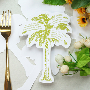 <span class=keywords><strong>Carte</strong></span> de menu en papier en forme de cocotier mignon unique avec motif d'impression en couleur et texte pour décor de table de mariage et d'<span class=keywords><strong>anniversaire</strong></span> - Product Image 2