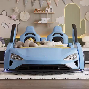 <span class=keywords><strong>Letto</strong></span> per Bambini in Pelle <span class=keywords><strong>Blu</strong></span> con Contenitore, <span class=keywords><strong>Letto</strong></span> a Forma di Auto per Uso Domestico, Design Moderno Imbottito - Product Image 4