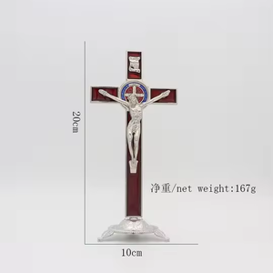 Katolik Yesus logam berdiri salib dekorasi agama Salib Katolik salib logam tampilan St. Benedict salib - Product Image 6