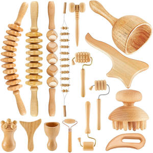 Kit d'outils de <span class=keywords><strong>massage</strong></span> corporel en bois de thérapie par le bois avec logo personnalisé ensemble en bois de masseur du dos - Product Image 1