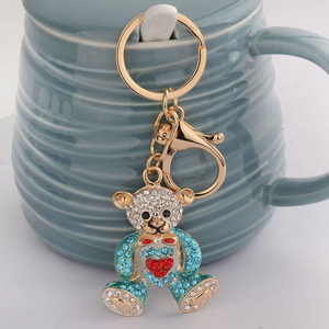 Porte-clés Ours Mignon en Strass Métal Électroplaqué, Petit et Léger, Breloque de Sac à Main, Tirette de Fermeture Éclair - Product Image 3