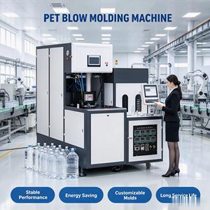 Système de soufflage de bouteilles PET à bas prix, machine semi-automatique pour la fabrication de boissons et d'eau en plastique, avec pompe, moteur PLC et roulement - Product Image 1