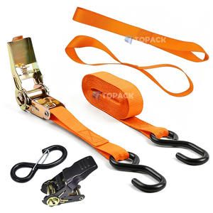 사용자 정의 길이 컬러 로고 OEM 1 인치 25mm 래칫 타이 다운 스트랩 화물 보안 공장 용 헤비 듀티 폴리에스터 웨빙 벨트 - Product Image 1