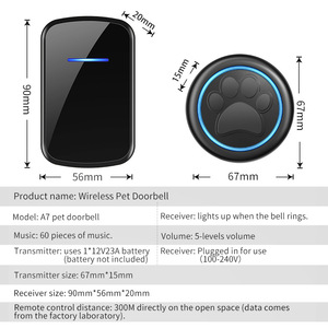 Không Dây Hộ gia đình thông minh cửa điện thoại dễ dàng cài đặt 60 bài hát 5 mức khối lượng rộng chấp nhận Phạm vi cảm biến Pet chuông cửa - Product Image 6