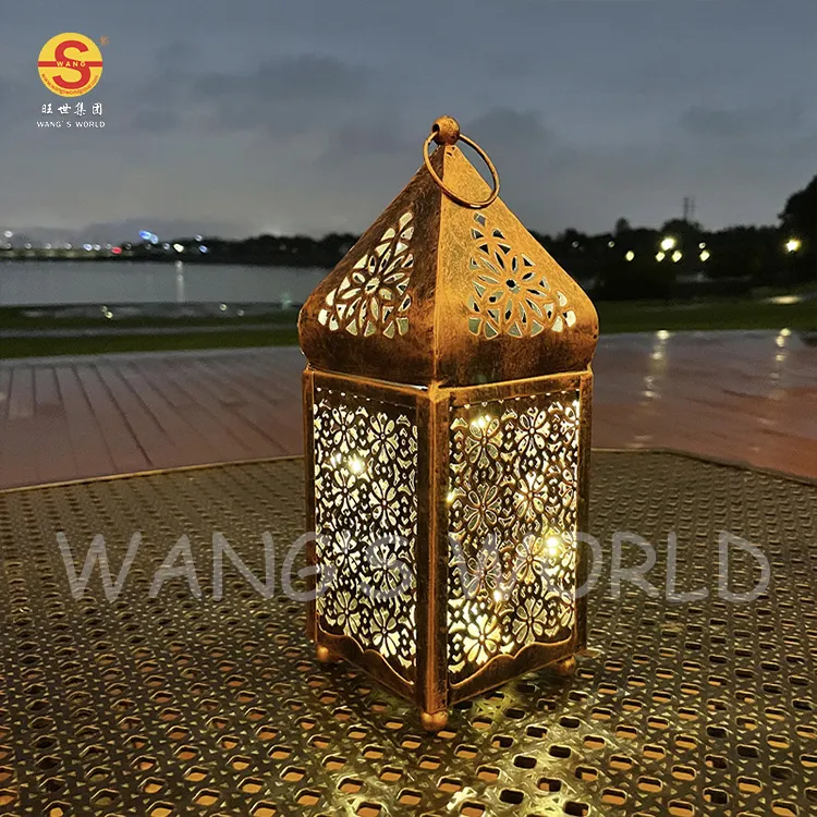 Iron Ramadan Decorative Wind Lantern Vintage Hotel Cafe Home Restaurant Gold Moroccan Lantern
