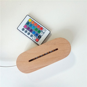 Base de luz Led de madera RGB 3D, lámpara de mesa acrílica de noche, soporte de pantalla USB para cristal de resina, accesorios de luz de arte - Product Image 3