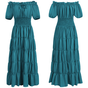 Vestido Largo Medieval Renacentista para Mujer, Disfraz para Representaciones Escénicas, Cosplay, Juego de Roles, Color Vino Tinto, Negro y Blanco - Product Image 4