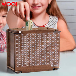 WOQI Caja de dinero de Desafío de Ahorro de madera Huchas de dinero con recuerdo de apertura Regalos prácticos para cumpleaños - Product Image 4