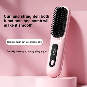 Wholesale Cordless Hot <b>Comb</b> Fast <b>Heating</b> Hair Brush Anti-scald Portable Mini Hair Straightening Brush for Travel - Product Image 2