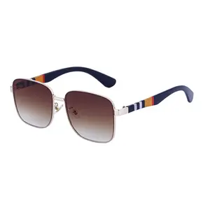 Neue Modeschnitt-Quadratrahmen-Sonnenbrille Damen-Trend gestreifte Spiegelleine große Rahmen-Sonnenbrille Mann Luxus-INS-Sonnenbrille Großhandel