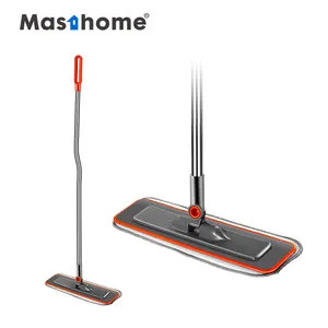 Masthome Manufacturer Bent Look Series Microfiber Flat Mop 180 Degree Stainless Steel Handle Rotating Mop