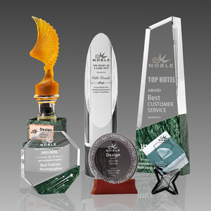 Atacado Alta Qualidade Octagon Cristal Troféu com Base De Mármore Personalizado Craved logotipo Cristal Troféu para Lembrança - Product Image 3