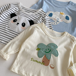 <span class=keywords><strong>Camiseta</strong></span> de algodón que absorbe la humedad con dibujos animados para bebé, <span class=keywords><strong>camiseta</strong></span> <span class=keywords><strong>interior</strong></span> de <span class=keywords><strong>manga</strong></span> <span class=keywords><strong>larga</strong></span> de estilo coreano para primavera y otoño, camisetas de moda para bebés, niños y niñas - Product Image 2