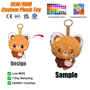 Portachiavi Personalizzabile con Animali Carini <span class=keywords><strong>in</strong></span> Peluche, Giocattoli Imbottiti Kawaii a Forma di Panda Rosso, <span class=keywords><strong>in</strong></span> Cotone PP e Tessuto Super Morbido - Product Image 1