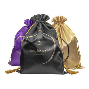 Custom Satin Soft Drawstring Bags With Logo Printing Pouches for <b>Hair</b> Jewelry Cosmetics and Underwear Storage Gift <b>Bonnet</b> - Product Image 2