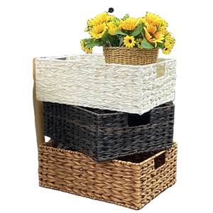 <span class=keywords><strong>Cesti</strong></span> Portaoggetti Fatti a Mano <span class=keywords><strong>in</strong></span> Giacinto d'Acqua, Erba Marina, Plastica Intrecciata, Rattan e <span class=keywords><strong>Vimini</strong></span> per Picnic, Lavanderia e <span class=keywords><strong>Contenitori</strong></span> da Cucina - Product Image 1