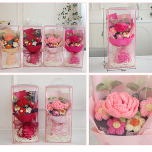 2025 prochain Offre Spéciale <span class=keywords><strong>à</strong></span> la main Crochet fleur Bouquet saint valentin cadeau pas cher fleur artificielle Rose Bouquet Artificiales - Product Image 3