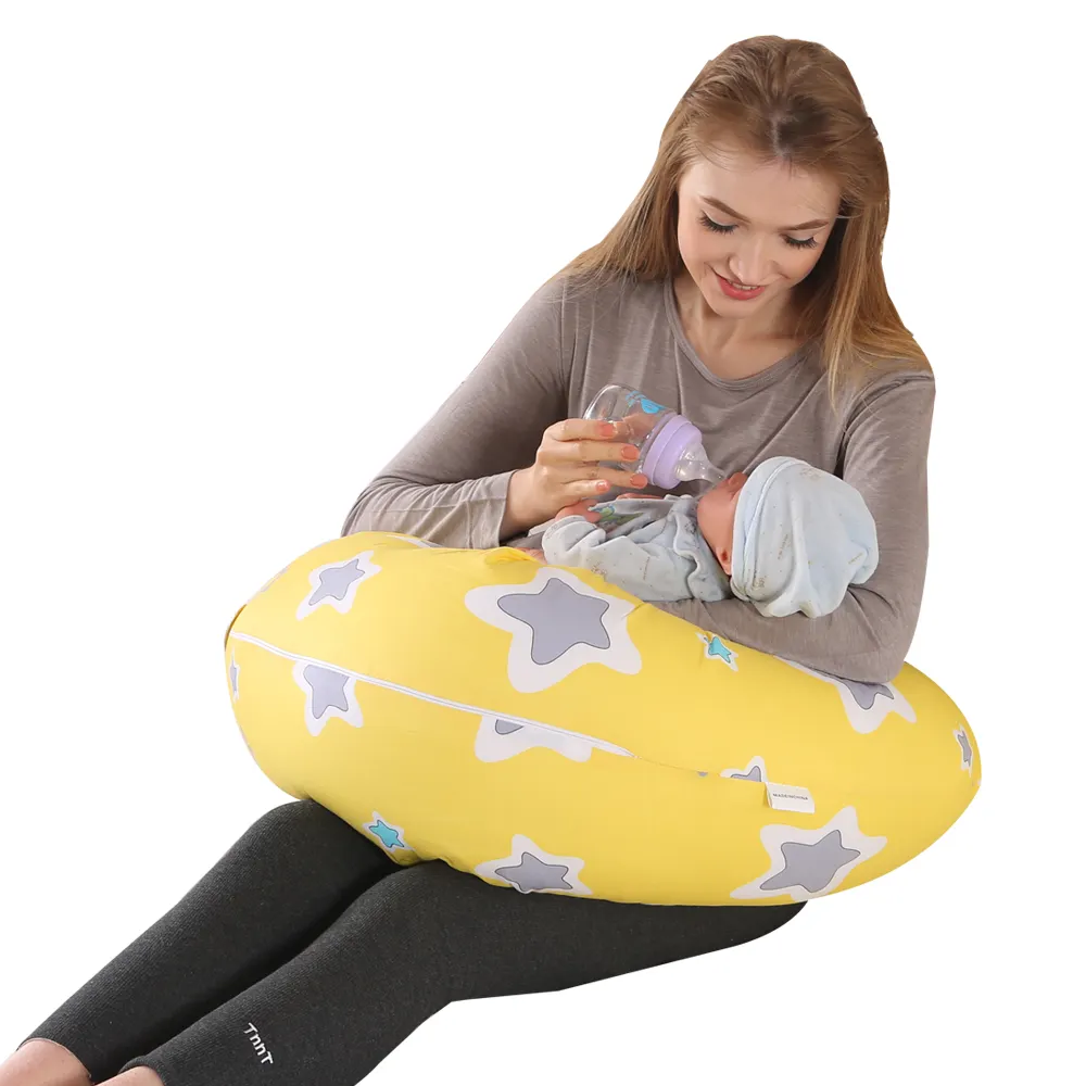 Apoio de travesseiros de amamentação para mãe e bebê com tampa, travesseiro de amamentação para recém-nascidos, frasco de enfermagem essencial