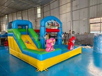 Popular China comercial barato dibujos animados salto trampolín niños castillos deslizamiento tobogán Combo inflable