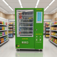 Distributeur automatique de boissons et de collations Junxin grande capacité, conforme ADA, 200-300 articles, paiement par pièces, QR code, carte, 4G/5G/Wi-Fi pour bureau
