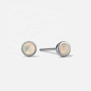 Light Luxury High Quality 925 Sterling Silver <b>Earrings</b> Jewelry 18k Gold Plated <b>Opal</b> Cabochon Stud <b>Earrings</b> - Product Image 5