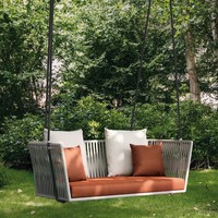 Fauteuil suspendu double en rotin pour l'extérieur, balançoire nid d'oiseau, chaise à bascule, hamac paresseux, berceau pour la maison, la terrasse, le patio, meubles de loisirs