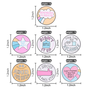 Broche en émail colorée ronde avec affirmation positive pour la santé mentale, idéale pour décorer un sac à dos - Product Image 6