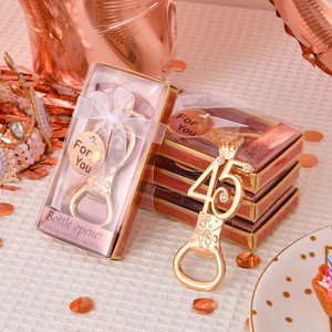 Nuevos favores de boda de oro rosa con temática <span class=keywords><strong>45</strong></span> cumpleaños/<span class=keywords><strong>aniversario</strong></span> abrebotellas DE BODA favores y regalos para invitados - Product Image 2
