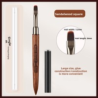 Pincel de fototerapia con mango de sándalo, mango largo, cuadrado grande, plano y ancho, para gel UV y construcción de uñas