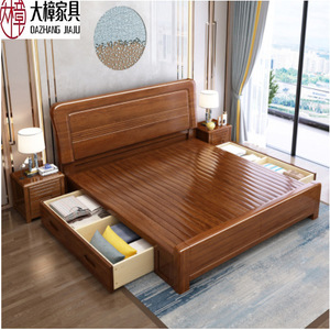 DaZhangJiaJu Solid Wood <b>Bed</b> 1.8M <b>Double</b> Storage High <b>Box</b> Bedroom Furniture - Product Image 1