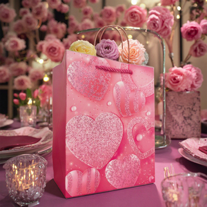 Saint Valentin Amant Amour Carte Blanche Poudre Saupoudrage Sac Cadeau Tableau Ivoire avec Impression Numérique Laminage Ruban Accessorisé - Product Image 5