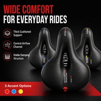 Selle de vélo en cuir hautement élastique, couleur noire, composants de vélo, amortissante et imperméable, ventilation