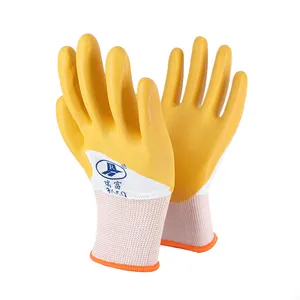 13G White Polyester Yellow Latex Smooth 3 Quarter Coated Finish Hardy Latex Coated Safety Gloves For Work