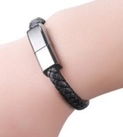 2019 Promotion cadeau article en alliage de zinc PU cuir données Bracelet de charge câble iPhone Android Type C USB chargeur boîte de téléphone portable
