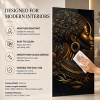 Panel de Pared de PVC con Impresión UV 3D de Retrato Dorado MORLENX, Impermeable y Fácil de Limpiar, para Salones de Hotel y Paredes Decorativas