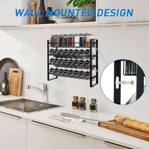 Étagère à épices à 4 niveaux, organiseur de cuisine sur pied, support à épices sous étagère, organisateur d'épices en métal pour la cuisine - Product Image 5