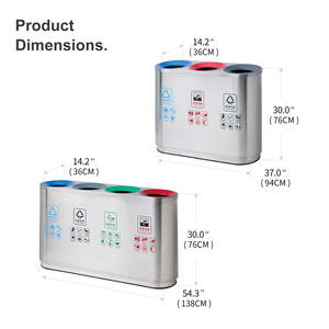 Contenedor <span class=keywords><strong>de</strong></span> <span class=keywords><strong>Basura</strong></span> <span class=keywords><strong>de</strong></span> Acero Inoxidable al por Mayor <span class=keywords><strong>con</strong></span> <span class=keywords><strong>Tres</strong></span> <span class=keywords><strong>Compartimentos</strong></span> Extraíbles para Reciclaje y <span class=keywords><strong>Basura</strong></span> Reciclada - Product Image 6