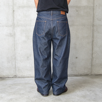 Jeans en denim japonais brut sur mesure OEM, coupe ample, jambe large, style streetwear pour hommes