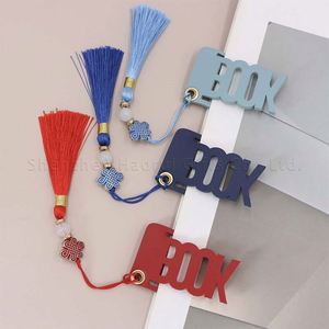 Classic Arrow Shaped PU Leather Hollow Out <b>Bookmark</b> Elegant Book Page Mark with Chinese Knot Tassel Page Clip School Office Gift - Product Image 3
