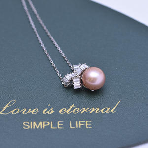 Collar de Plata S925 con Colgante de Perla Blanca de Agua Dulce de 11-12 mm, con Luz Intensa y Pequeños Defectos, Cadena para Clavícula, Joyería Elegante con Incrustaciones - Product Image 4