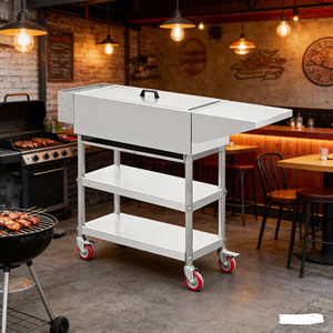 Outdoor Portable Charcoal <strong>BBQ</strong> Grill Camping Picnic <strong>Instant</strong> <strong>Bbq</strong> With Bottom Shelf &amp; Lid Stainless Steel Barbecue Grill - Product Image 1