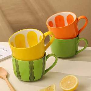 Venta caliente nueva Taza de cerámica de fruta creativa sandía limón naranja taza de desayuno en casa - Product Image 6