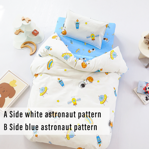 Ensemble de literie pour lit de bébé 3 pièces Douillette à motif astronaute avec drap-housse et oreiller | Literie chic mignonne Design bicolore - Product Image 2