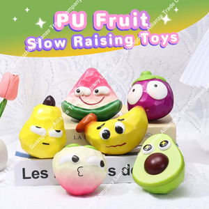 6 styles de jouets anti-stress en PU en forme de fruits, mignons et riches en émoticônes, à récupération lente, pour enfants - Product Image 2