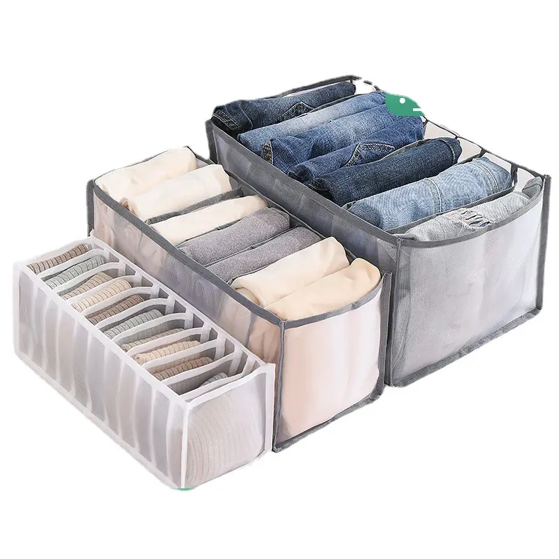 Mesh Fabric Storage Box For Pants Underwear Jeans Partition Transparent Wardrobe Organizer