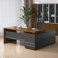 Bureau de direction en bois en forme de L, haut de gamme et moderne, avec tiroir à dossiers, pour bureau à domicile et utilisation informatique