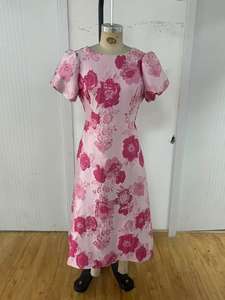 Vestido largo elegante con estampado de flores para mujer otoño nuevo estilo palaciego con mangas cortas de espuma Maxi longitud ropa de <span class=keywords><strong>Boutique</strong></span> al por mayor - Product Image 3