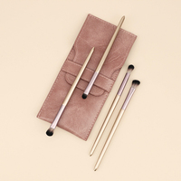 Pinceaux à paupières professionnels personnalisés en 4 pièces, pinceaux de maquillage de luxe professionnels rose avec prix d'usine