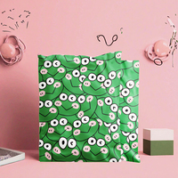 Nouveau modèle de sac d'expédition Polymailer RTS en PE, imperméable, entièrement imprimé avec logo personnalisé, motif ours mignon en chapeau rose de dessin animé