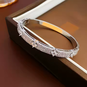 MIRADIA gelang zirkon kubik wanita, gelang besar batu CZ mengkilat penuh kustom